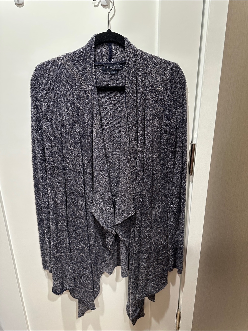 Barefoot Dreams Open-Front Draped Cardigan - Charcoal Gray